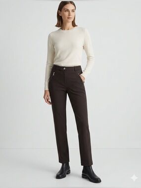 SOHO Apparel LTD Black Slim Fit Ankle Pants w/ Zip Pockets Stretch Career  10P